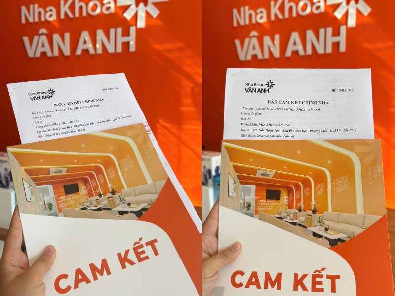 Hợp đồng cam kết niềng răng tại Nha khoa Vân Anh cơ sở Quế Võ